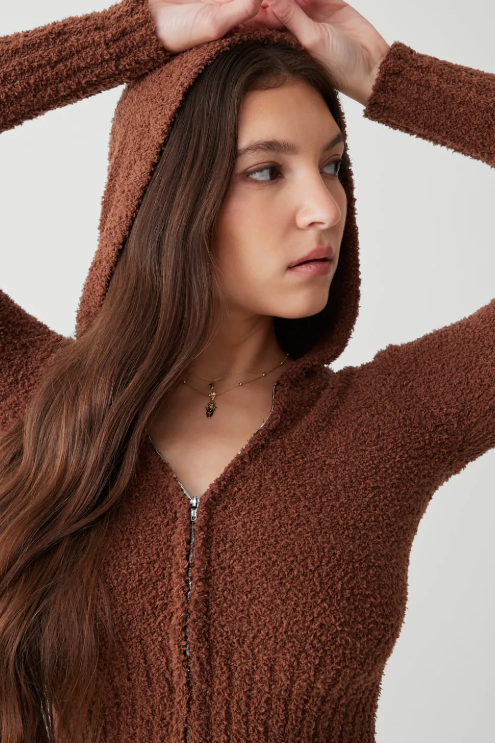 Harlowe Fuzzy Zip Up Hoodie
