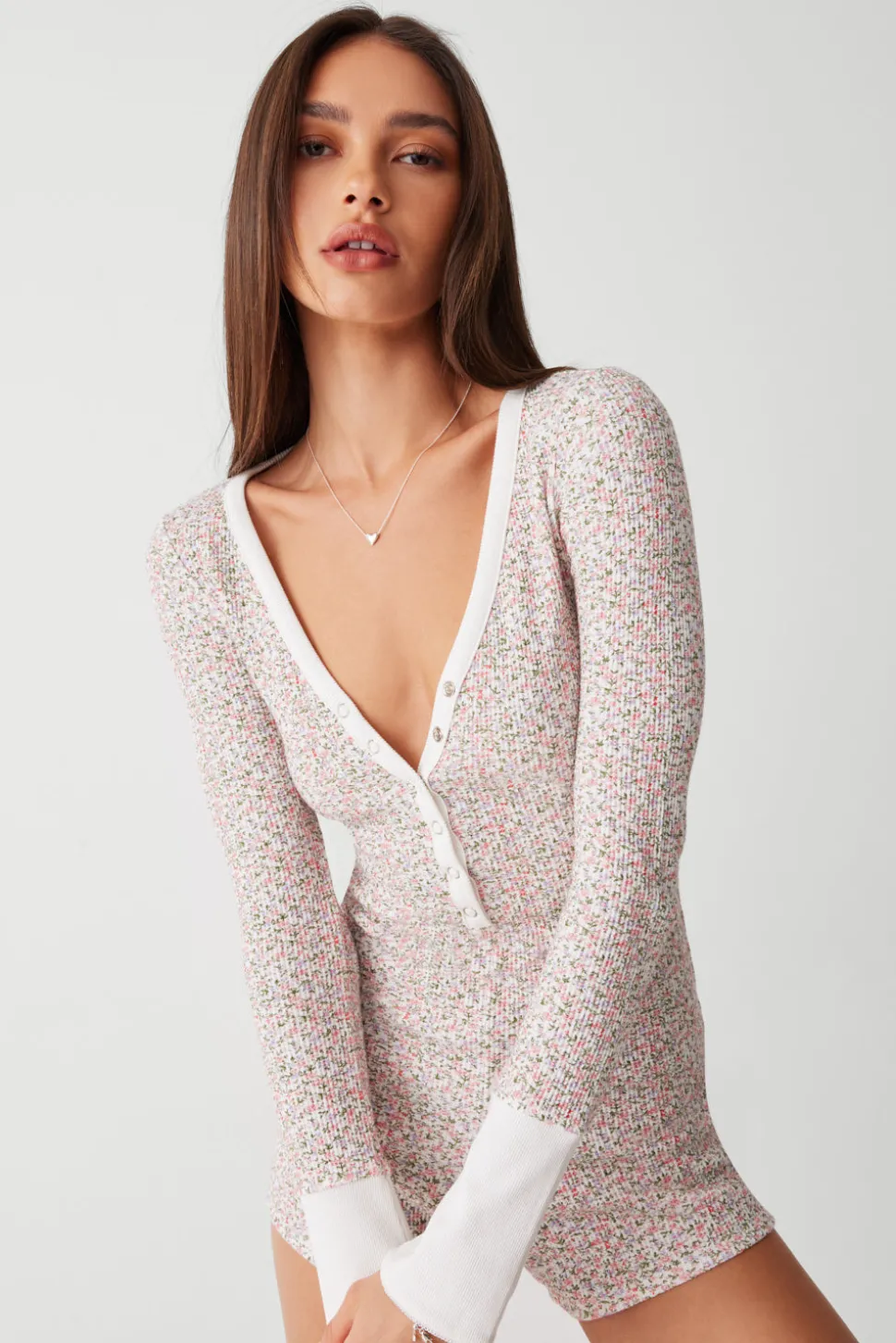 James Waffle Long Sleeve Romper