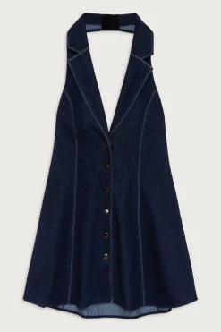 Moonlight Denim Halter Dress