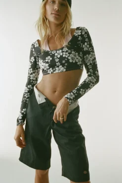 Speedy Long Sleeve Floral Crop Top