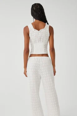 Tea Eyelet Ruffle Tank