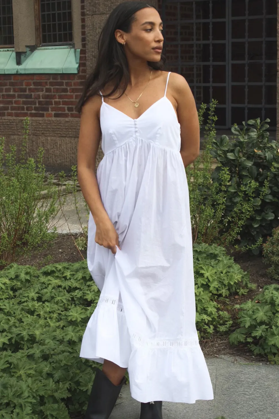 X DJERF AVENUE Airy Poplin Midi Dress