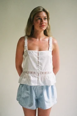 X DJERF AVENUE Airy Poplin Buttoned Top