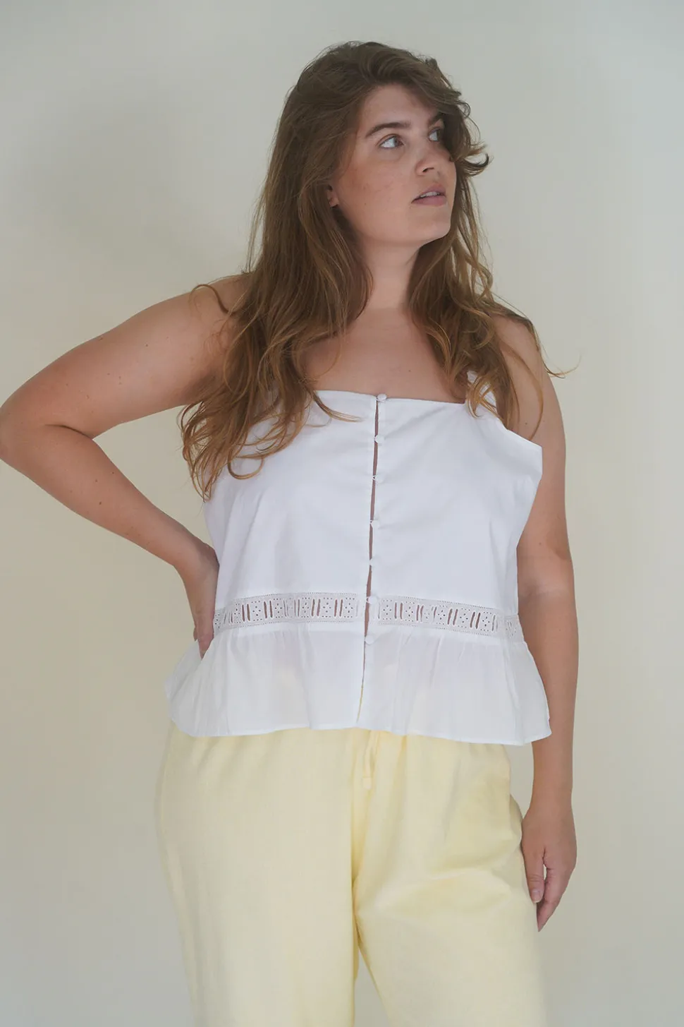 X DJERF AVENUE Airy Poplin Buttoned Top